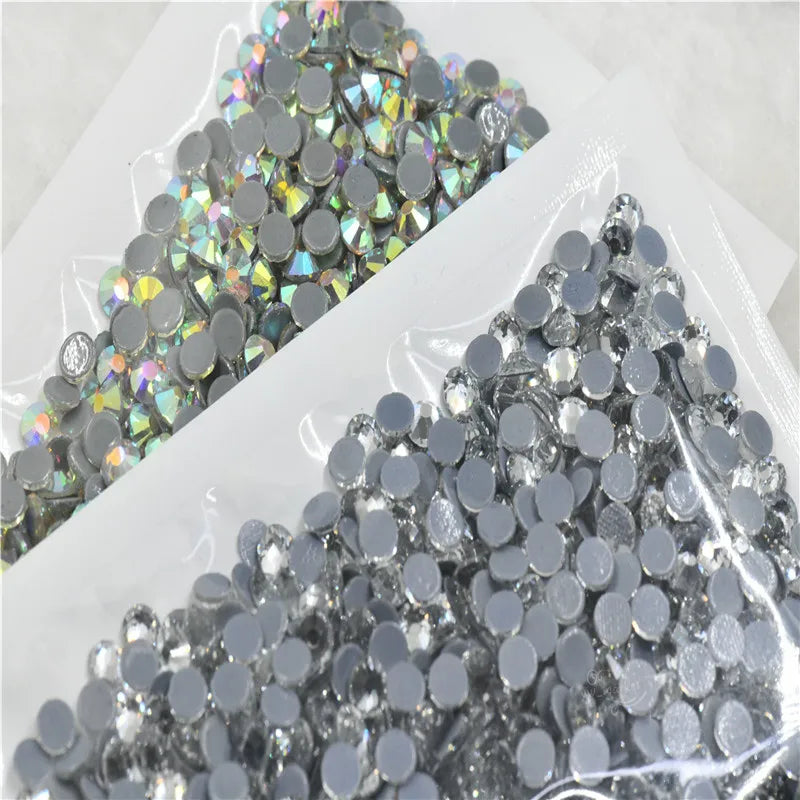 10 bags Bulk wholesale Hot fix Iron on Rhinestones Flatback Crystal AB for clothing Decoration Crafts