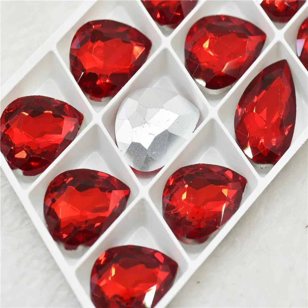 Glitter Rhinestone Glass beads Pointback teardrop crystal stones to make crafts jewels Decoration Diamonds for needlework