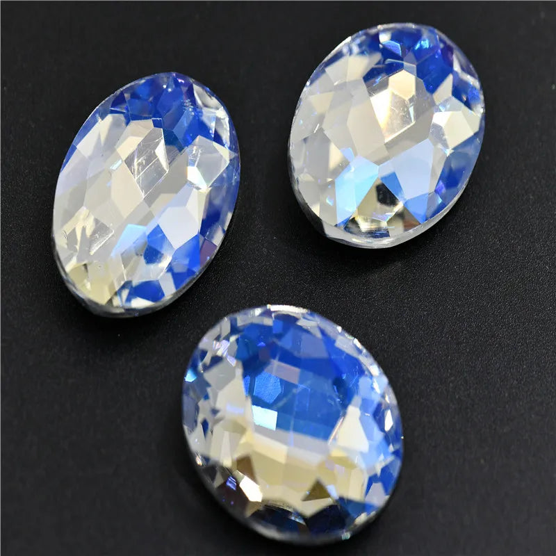 Oval Glass Crystal Pointback Rhinestone decorative crystals crafts Stones strass Beads for jewelry 20x30mm 13x18mm 10x14mm