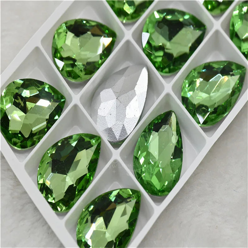 Wholesale teardrop crystal Crafts Pointback Glue on Bulk stones Garment rhinestones Jewelry Accessories 30x40mm 20x30mm