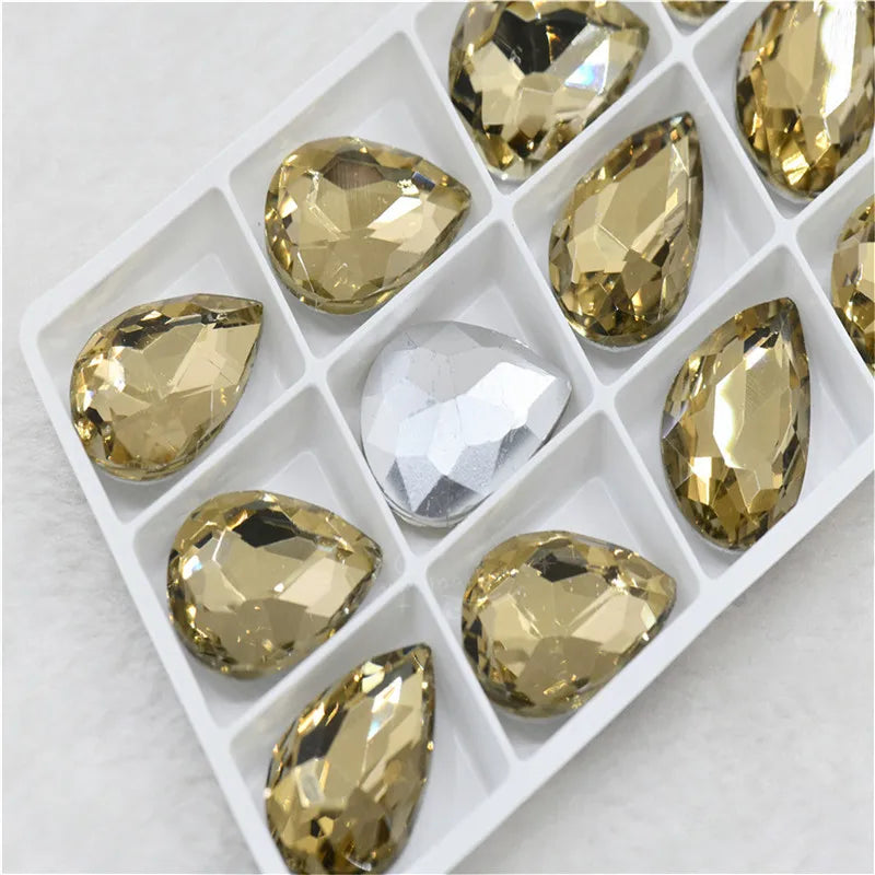 Wholesale teardrop crystal Crafts Pointback Glue on Bulk stones Garment rhinestones Jewelry Accessories 30x40mm 20x30mm