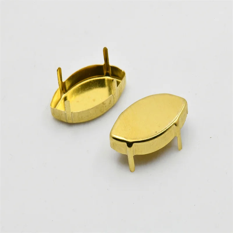 Brass setting NO Holes Strong Claw Setting  for Jewels Soldering  Teardrop oval navett round