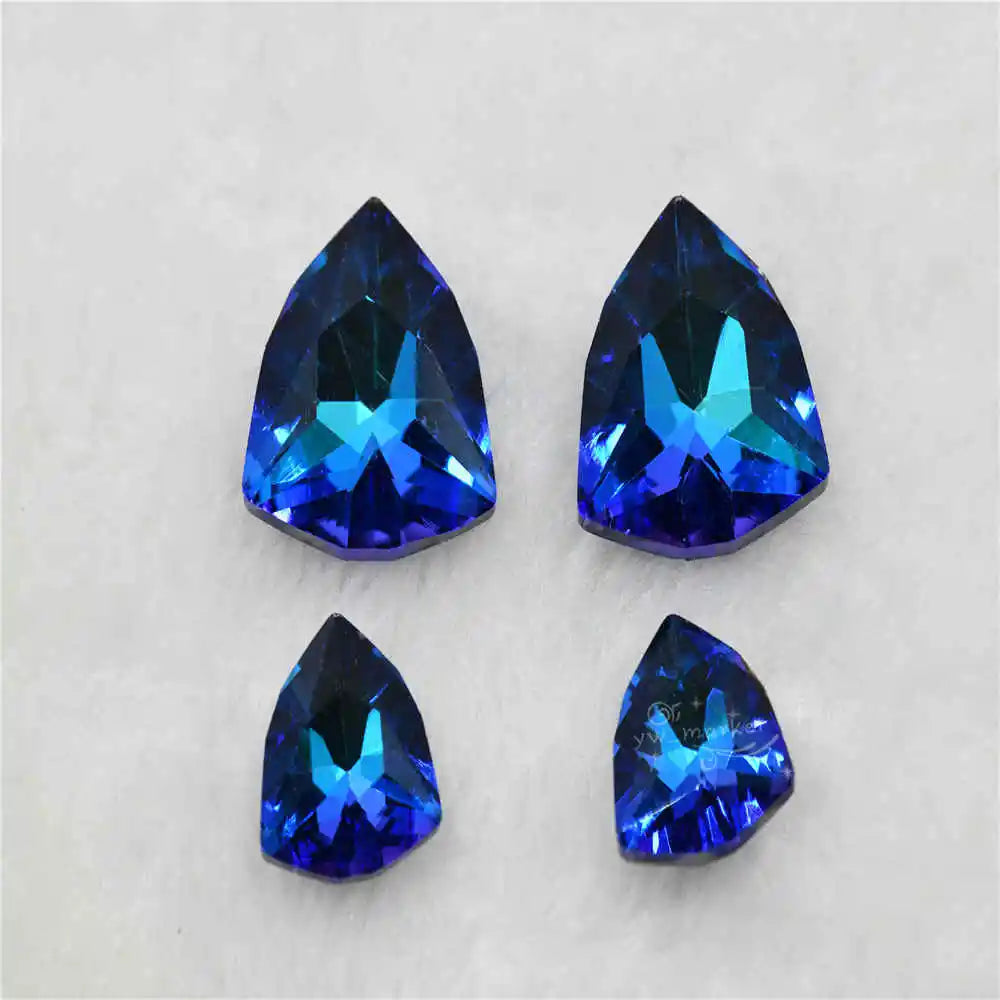 Wholesale Violet Blue Droplet chandelier crystals glass beads  Rivoli Navette  Glue on jewels making rhinestones