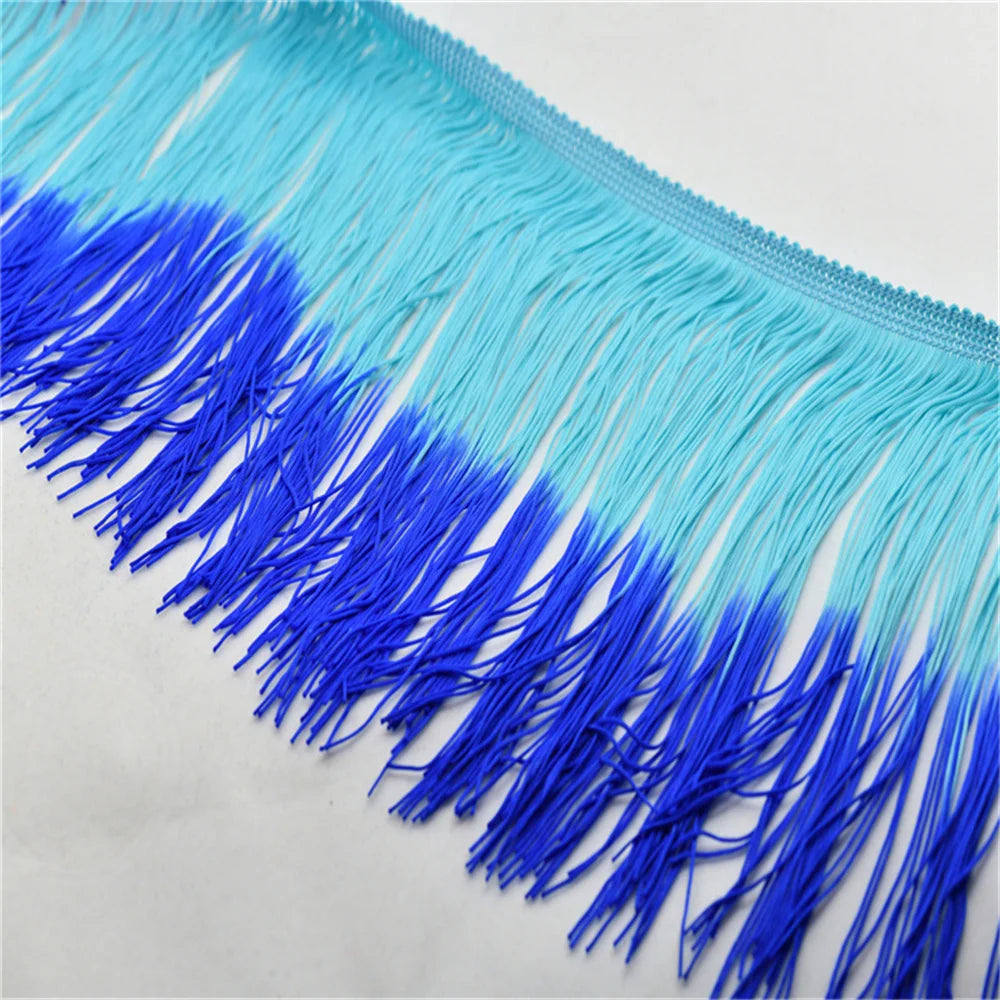 20cm Fringe Tassel Latin Trimming Dip Dye Omble Rayon Macrame Lace Samba DanceWear Trimming Sewing Trims mixed color