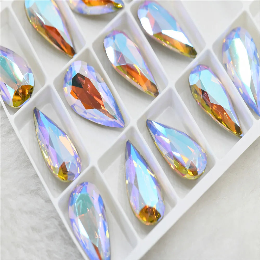 K9 11mmx22mm Craft Gems crystal Rhinestone  Color Strass pointback Crystal Diy teardrop shape