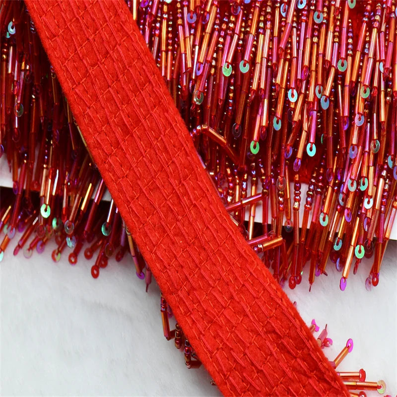 1 Yard 4cm high quality layered Beaded Tassel Fringe for costumes dress crafts sew on DIY Accessories Home Textile Dance