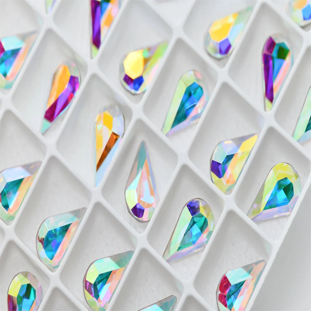 K9 crystal ab DIY beads Teardrop Pointback Glass rhinestones Stones  Jewelry Accessories Home  Decoration  High Quality