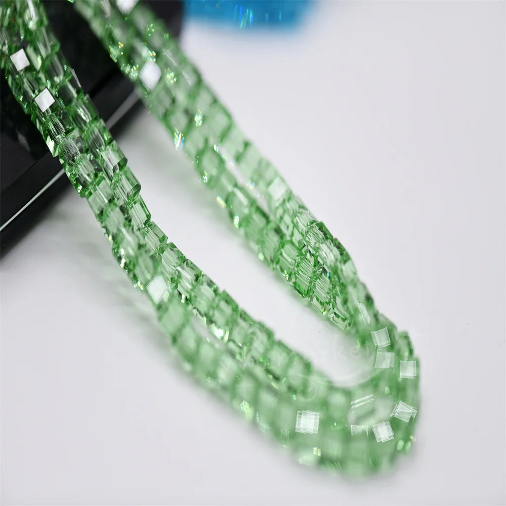 6mm 4mm Glass Square Beads Faceted Czech Crystal Spacer Cube Beaded for Jewelry Making Earing Accessories Needlework