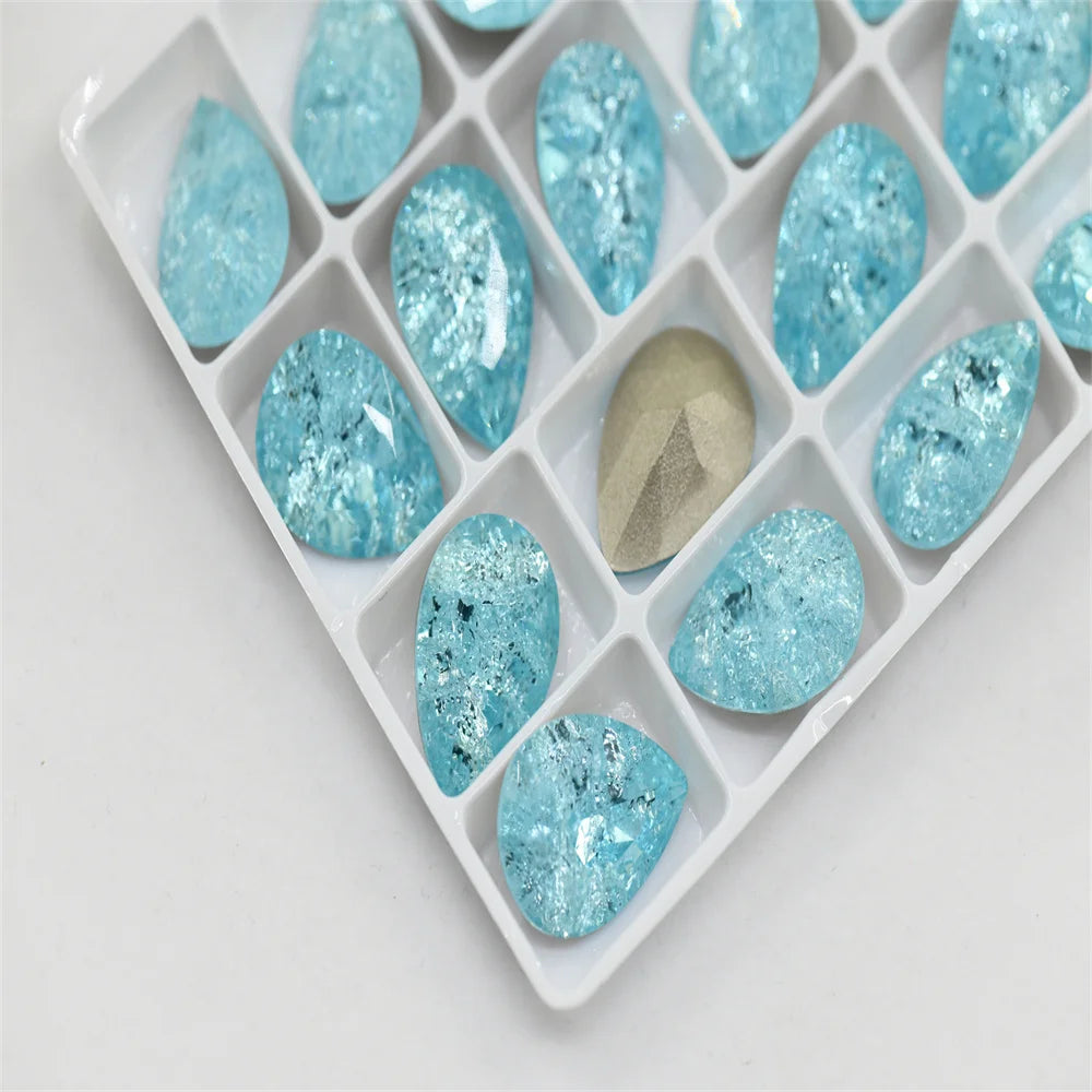 13x18mm K9 Ice Flower teardrop Glass Rhinestones High Quality Pointback Loose Glass Crystal Glue on Garment Crafts