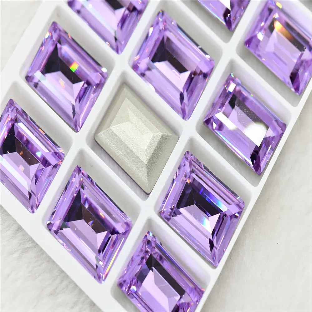 k9 Rectangle Rhinestones Glass Strass crafts super Glitter For Clothes DIY Sewing Beads For Jewelry 13X18MM 10X14MM