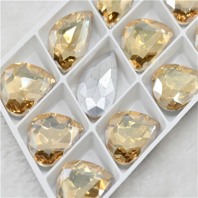 Wholesale teardrop crystal Crafts Pointback Glue on Bulk stones Garment rhinestones Jewelry Accessories 30x40mm 20x30mm