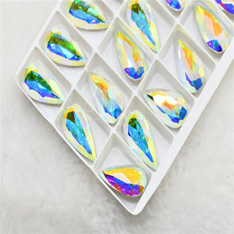 K9 11mmx22mm Craft Gems crystal Rhinestone  Color Strass pointback Crystal Diy teardrop shape