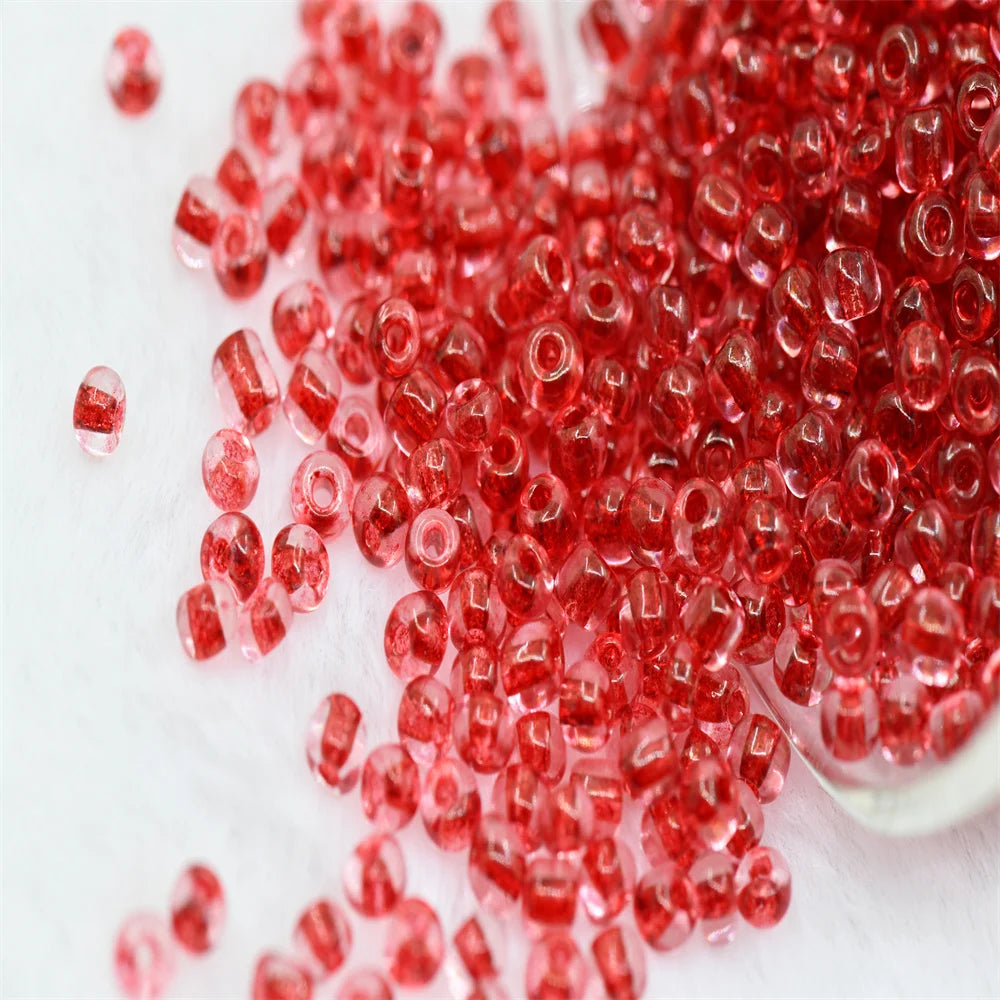 200pcs 4MM Transparent Inside Colours Glass Beads Crystal Seed Round Hole Loose Beads For Jewelry Making Handmade DIY