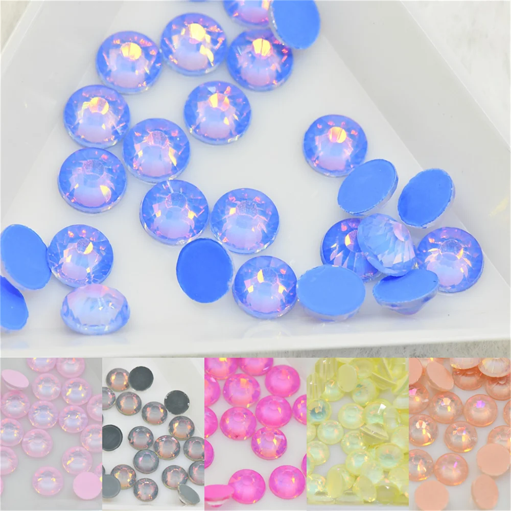 Jelly mocha ab Glass Non Hotfix Rhinestones Nail Art Accessories Decor Glue On Crystal Nail Glitter Stones DIY Decoration