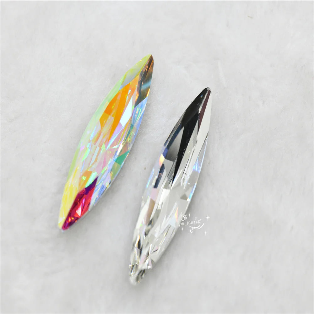 k9 13mmx48mm Big Navette Glass Crystal  Pointback Rhinestone Strass Stones  crafts Jewelry  Making