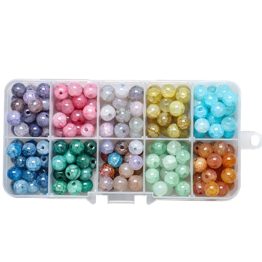 10 grid 200pcs  burst jade crystal beads crack glass beads DIY handmade beads loose beads multi-color