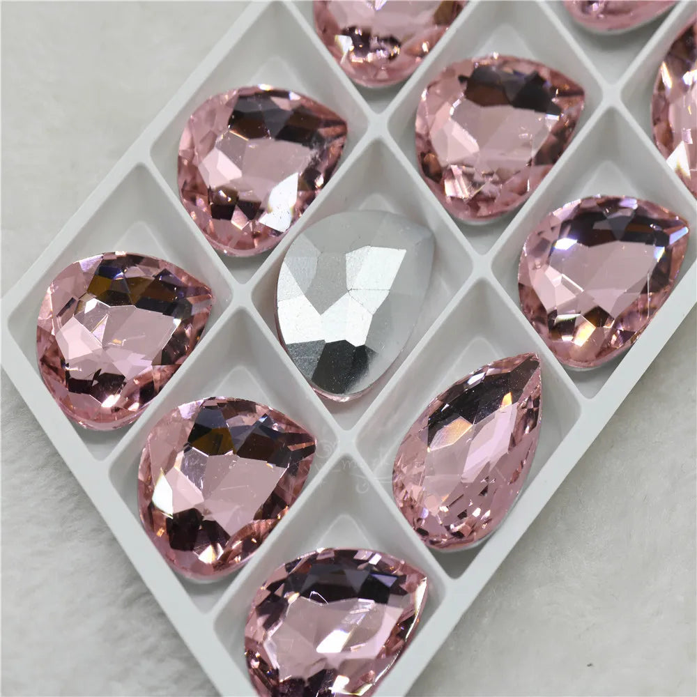 Glitter Rhinestone Glass beads Pointback teardrop crystal stones to make crafts jewels Decoration Diamonds for needlework