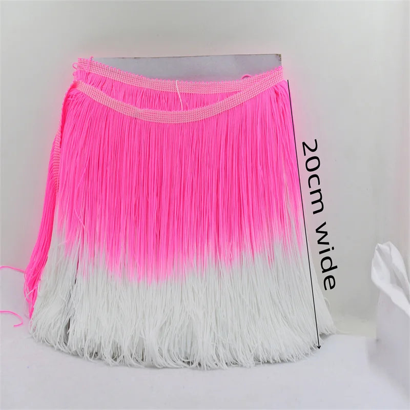 20cm Fringe Tassel Latin Trimming Dip Dye Omble Rayon Macrame Lace Samba DanceWear Trimming Sewing Trims mixed color