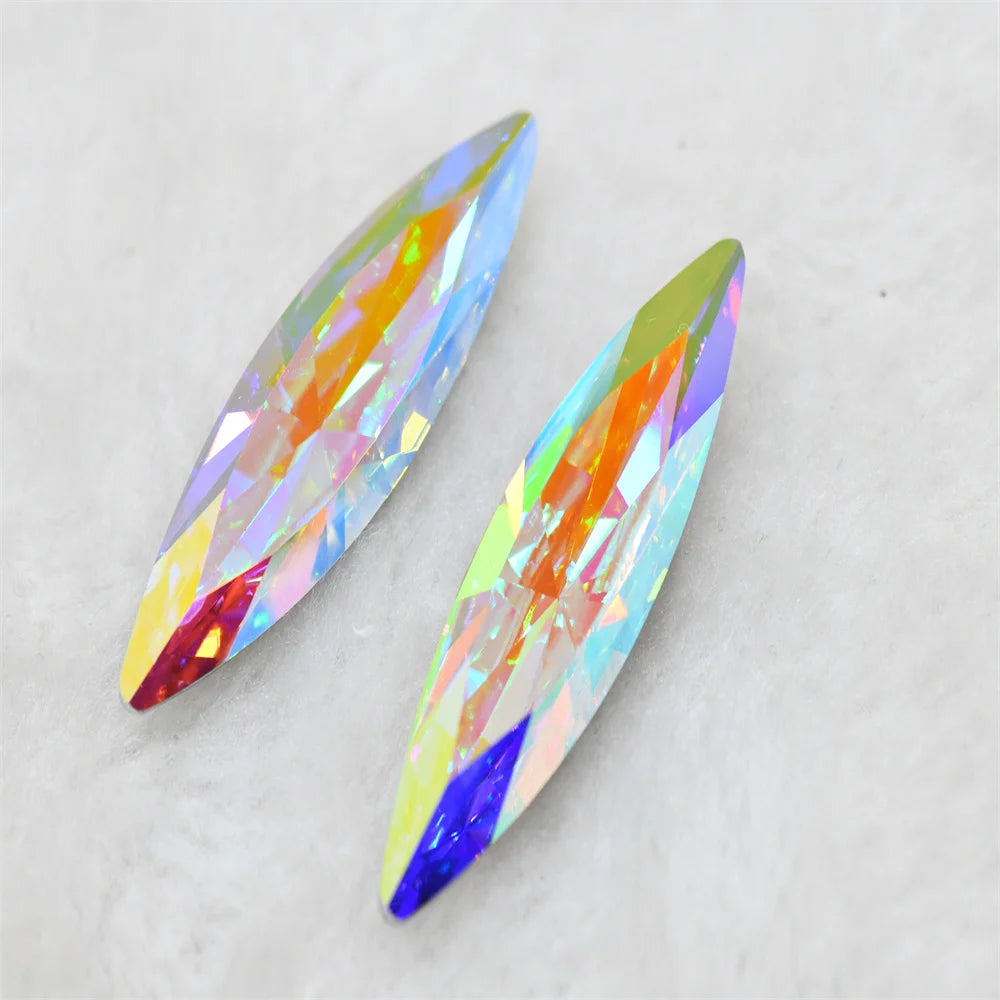 k9 13mmx48mm Big Navette Glass Crystal  Pointback Rhinestone Strass Stones  crafts Jewelry  Making