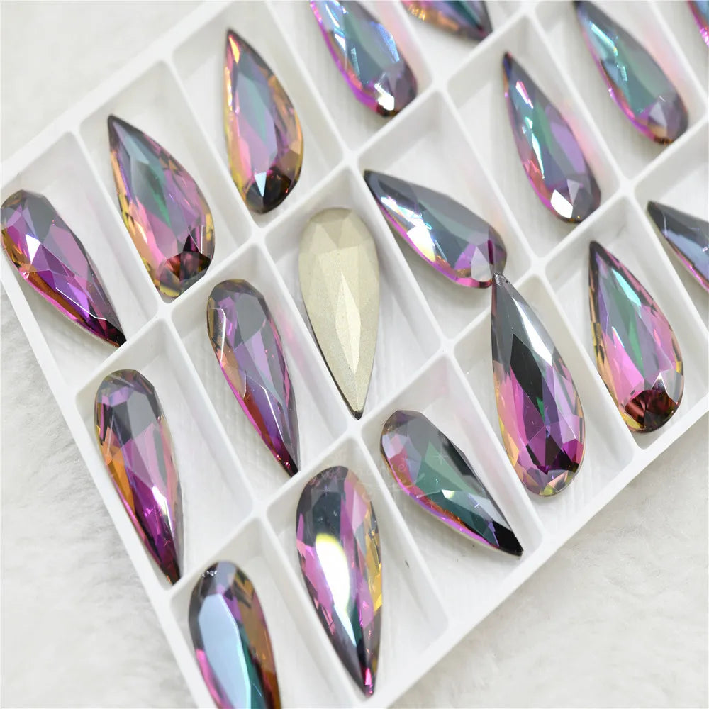 K9 11mmx22mm Craft Gems crystal Rhinestone  Color Strass pointback Crystal Diy teardrop shape