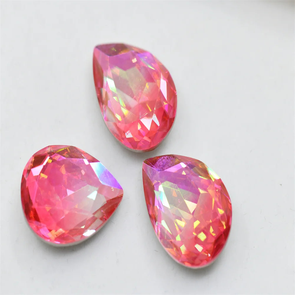 K9 rose New High Quality teardrop Pointback Rhinestone Glass Crystal Bead For DIY Clothing Jewelry Making