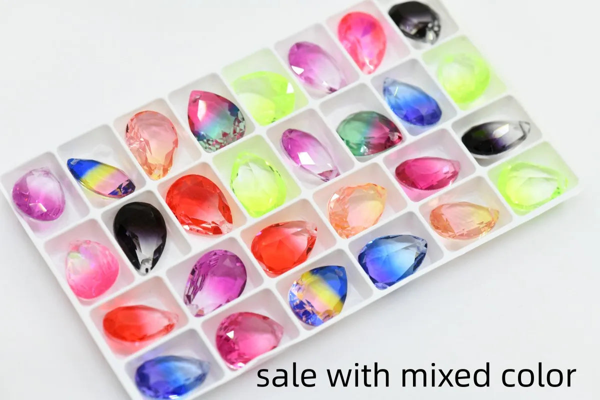 k9 Mixed color Teardrop Pendant Glass Crystal Strass Pointback Rhinestones Beads For DIY Making Earing Necklaces 13x18mm 10x14mm