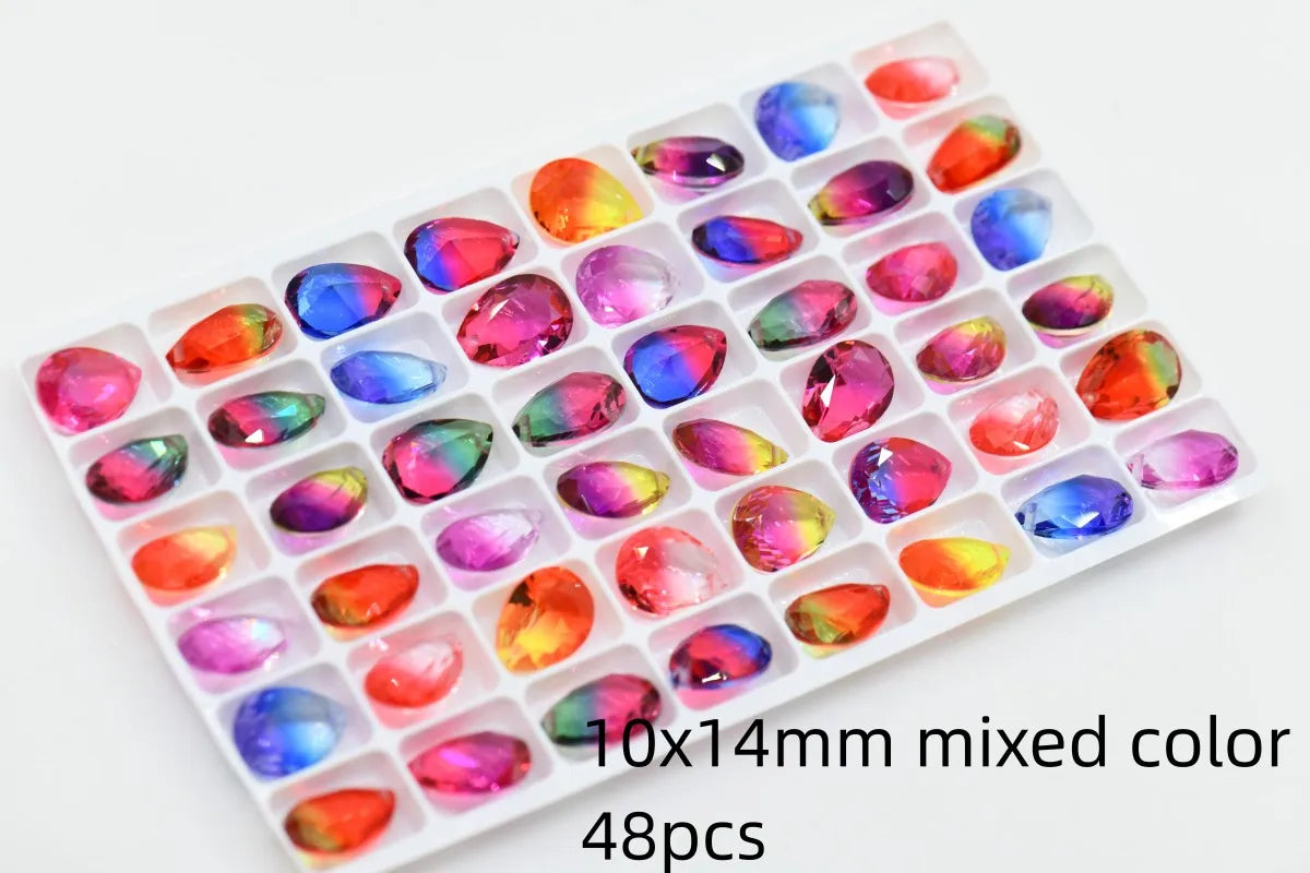 k9 Mixed color Teardrop Pendant Glass Crystal Strass Pointback Rhinestones Beads For DIY Making Earing Necklaces 13x18mm 10x14mm