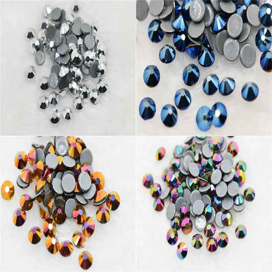 Metallic color SS6-SS30 strass Hotfix Rhinestones flatback crystals beads for needlework diy garment dress diamond glitters