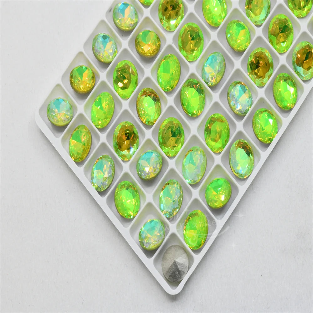 K9  green color rhinestones glass  crystals craft supplies diy accessories oval teardrop navette