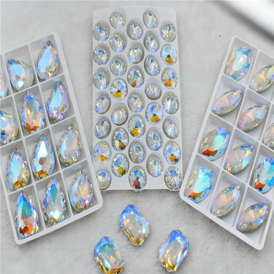 crystal glue on rhinestone crystal appliques glass pointback Paradise Shine color  DIY BEAD jewelry  Needlework accessories