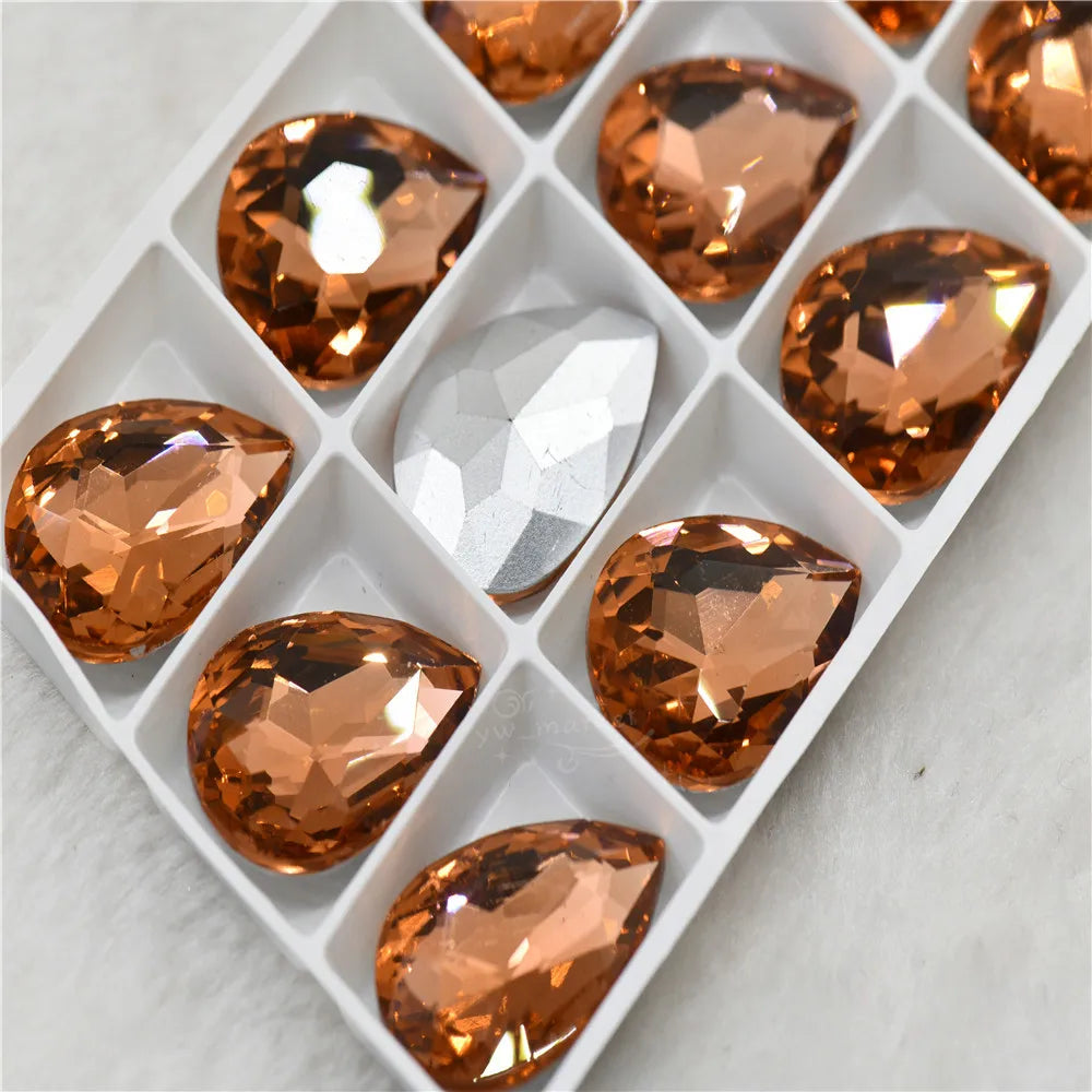 Glitter Rhinestone Glass beads Pointback teardrop crystal stones to make crafts jewels Decoration Diamonds for needlework