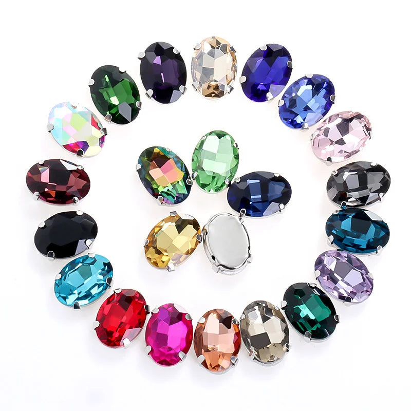 oval shape  Beads with claw  Fancy Stones sew on Rhinestone For Clothes Shoes  bags clothing DIY