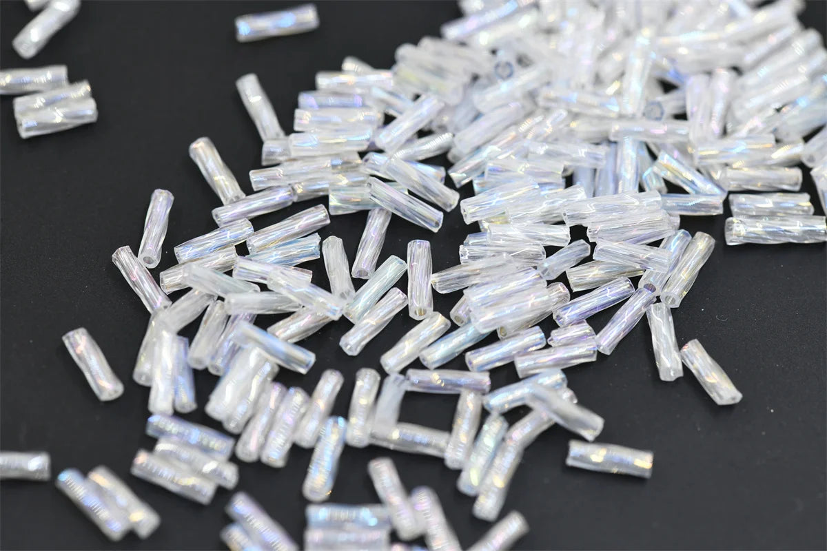 Twist Tube Beads AB color Czech Glass  Lined Bugle Bead Bulk Wholesale Big Bag For Jewelry Making  Fringe 2x6mm 2x12mm