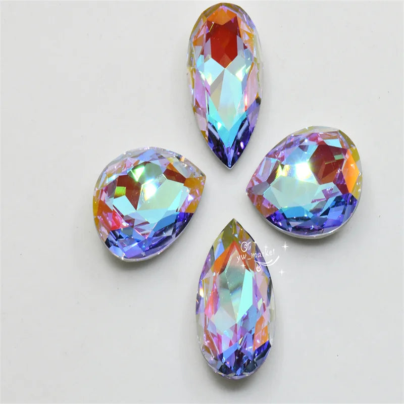 k9  lavender AB glass stones rhineston for decoration  teardrop navette  Diy crafts jewels crystal