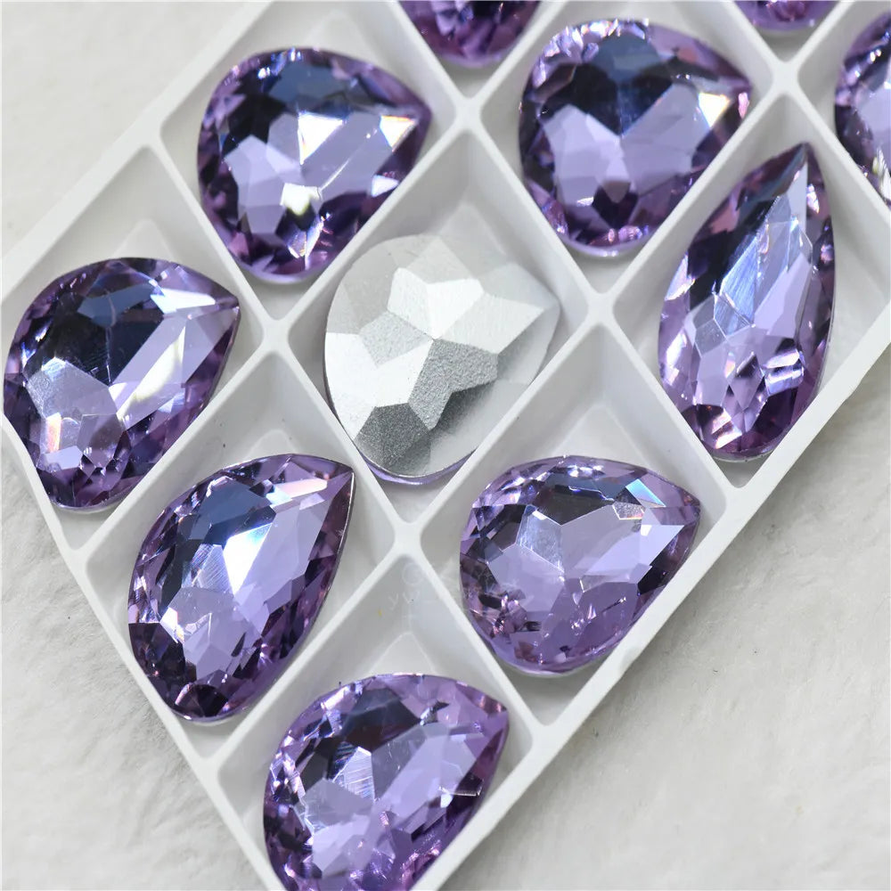 crystal purple rhinestone crystal appliques glass pointback  DIY BEAD jewelry  Needlework accessories