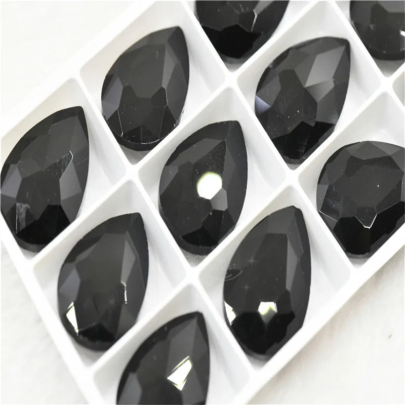 Wholesale teardrop crystal Crafts Pointback Glue on Bulk stones Garment rhinestones Jewelry Accessories 30x40mm 20x30mm