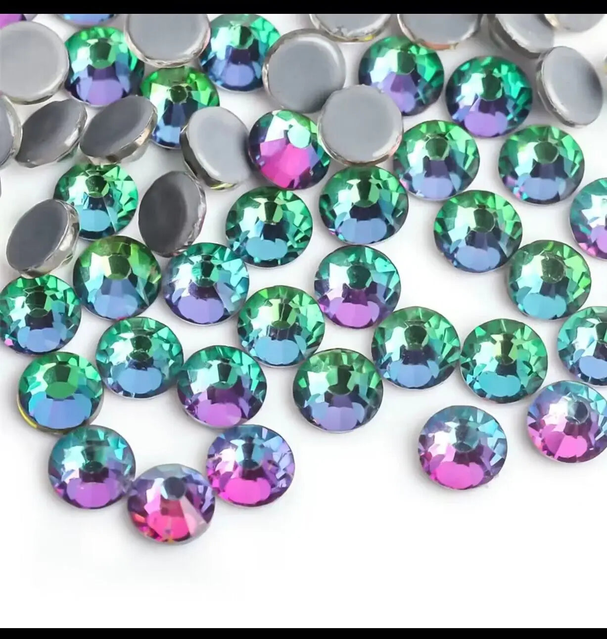 Red green blue flare  Hotfix rhinestones Flatback Crystal  Round Stones for dress clothes bags Decoration Iron On