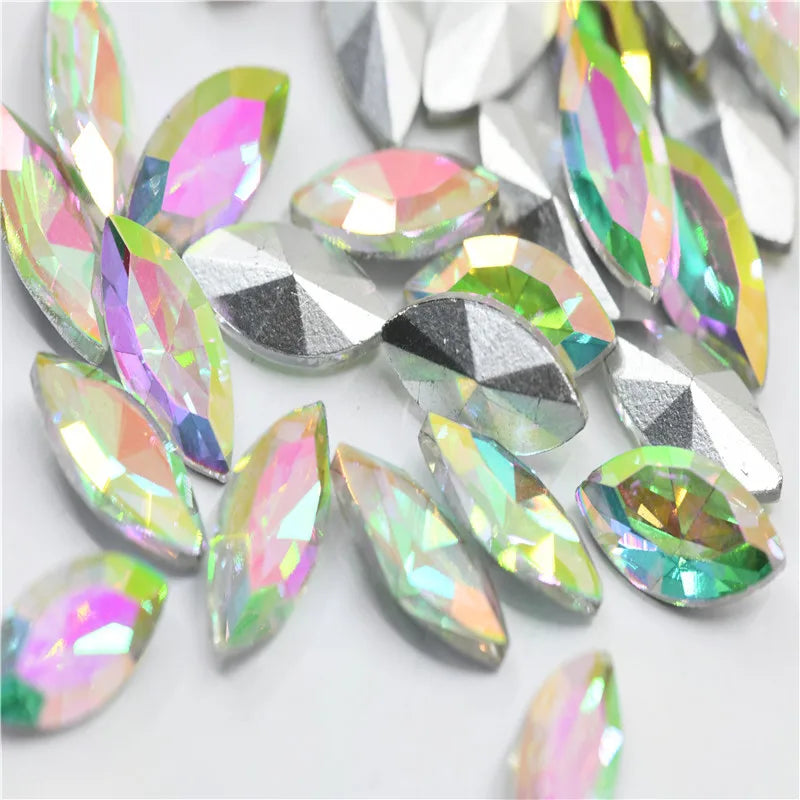 Drop rhinestones Luminous green XC crystal stones to make crafts nails glue on Glass Pointback gems Jewelry Making  Water Lily