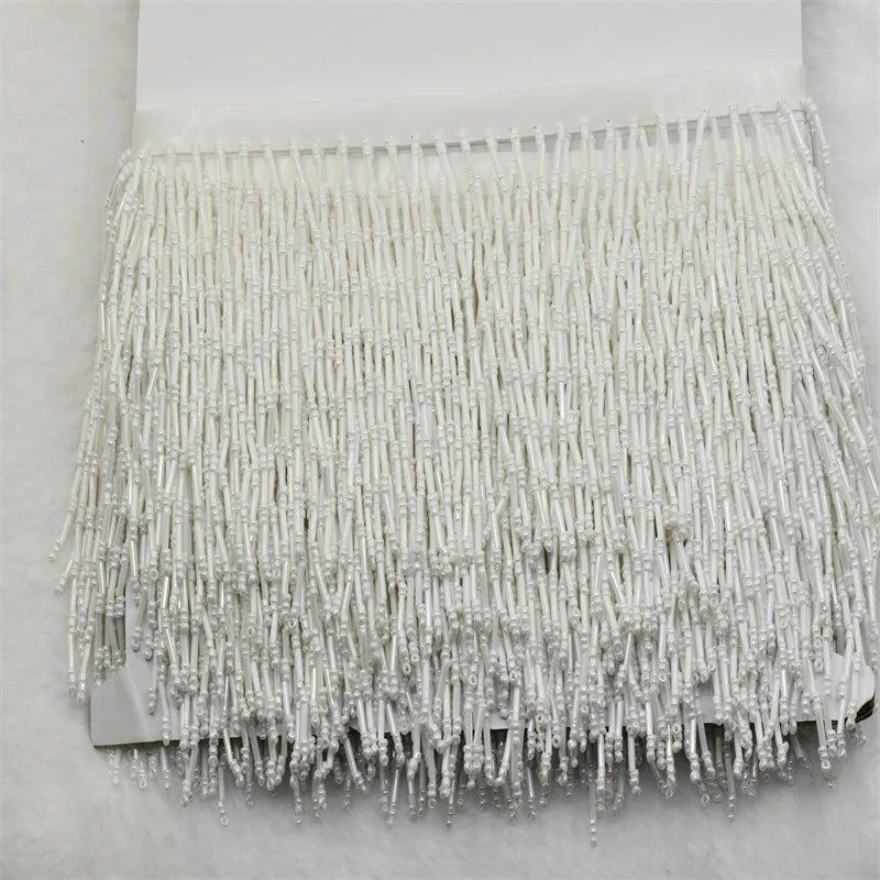 10cm glass Beaded Fringe Lamp Costume Trim Crafts 1 yard silver color