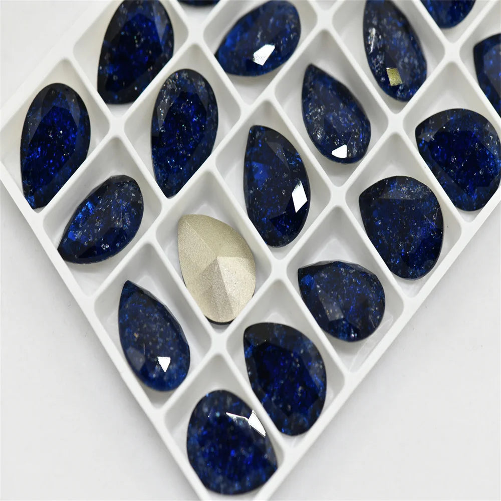 13x18mm K9 Ice Flower teardrop Glass Rhinestones High Quality Pointback Loose Glass Crystal Glue on Garment Crafts