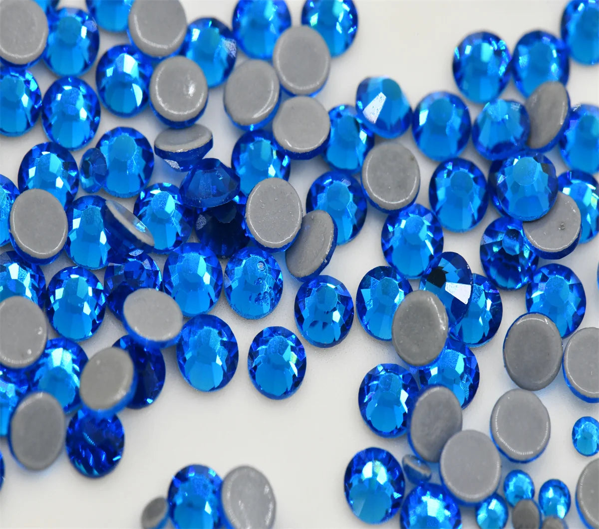 Blue series  Hotfix rhinestones Flatback Crystal  Round Stones for dress clothes bags Decoration Iron On