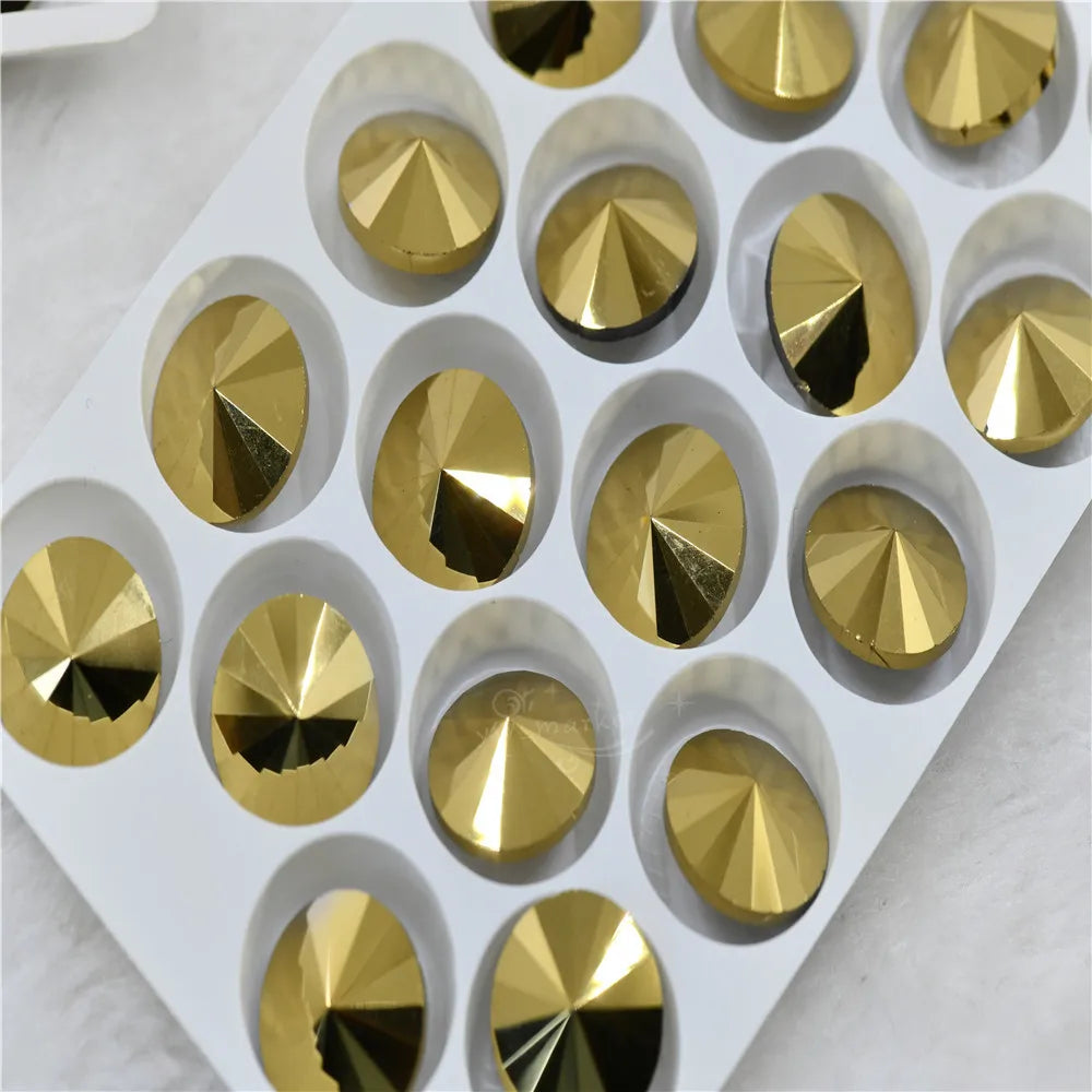 Metallic Gold Glue on Rhinestones Pointback  glass crystal stones jewelry making