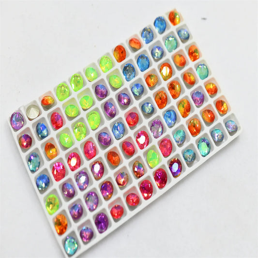 84pcs  8mm mixed color k9 nail glitter gem Round Crystal Beads Decoration Rhinestones High Quality Pointback stones for DIY