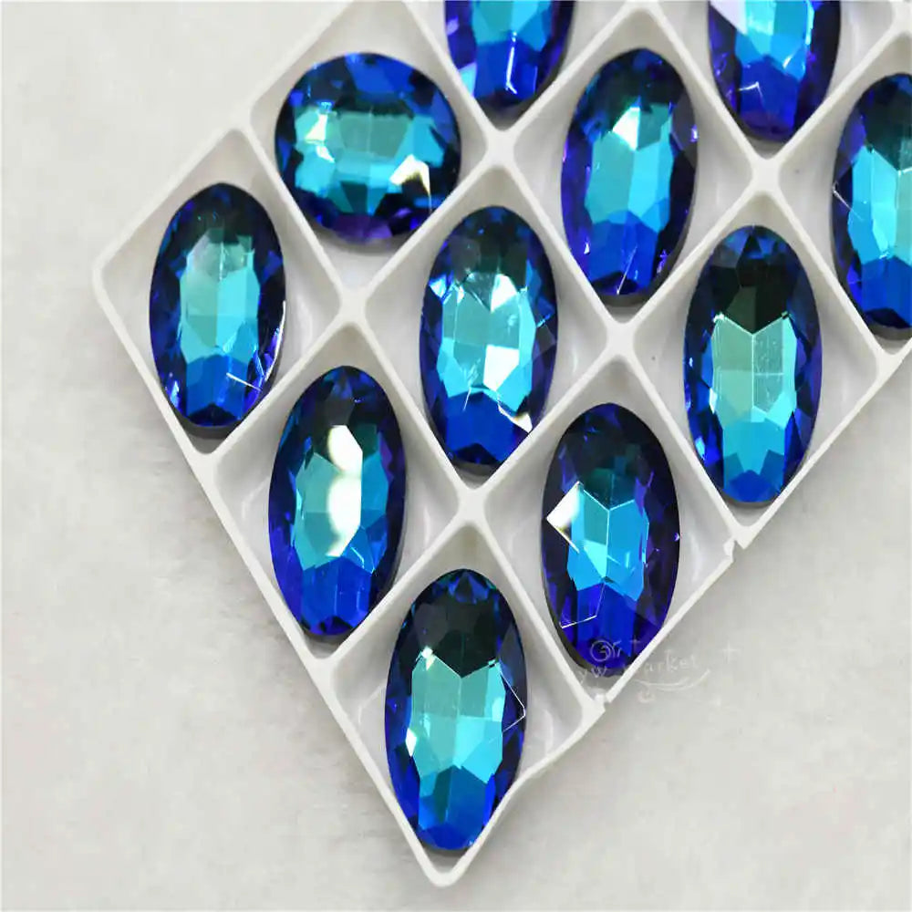 Wholesale Violet Blue Droplet chandelier crystals glass beads  Rivoli Navette  Glue on jewels making rhinestones