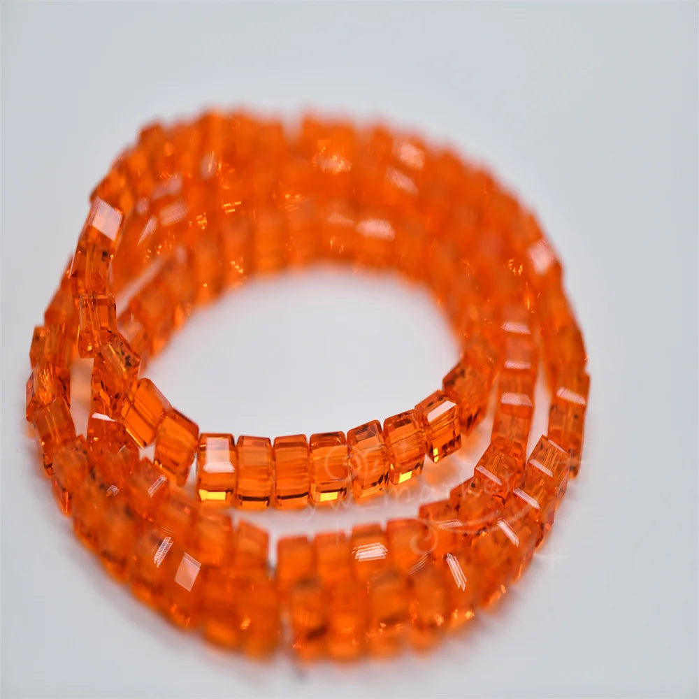 6mm 4mm Glass Square Beads Faceted Czech Crystal Spacer Cube Beaded for Jewelry Making Earing Accessories Needlework