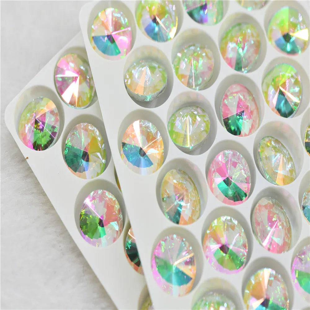 Drop rhinestones Luminous green XC crystal stones to make crafts nails glue on Glass Pointback gems Jewelry Making  Water Lily