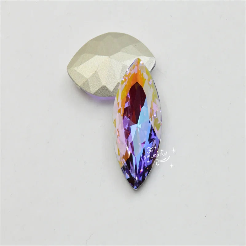 k9  lavender AB glass stones rhineston for decoration  teardrop navette  Diy crafts jewels crystal