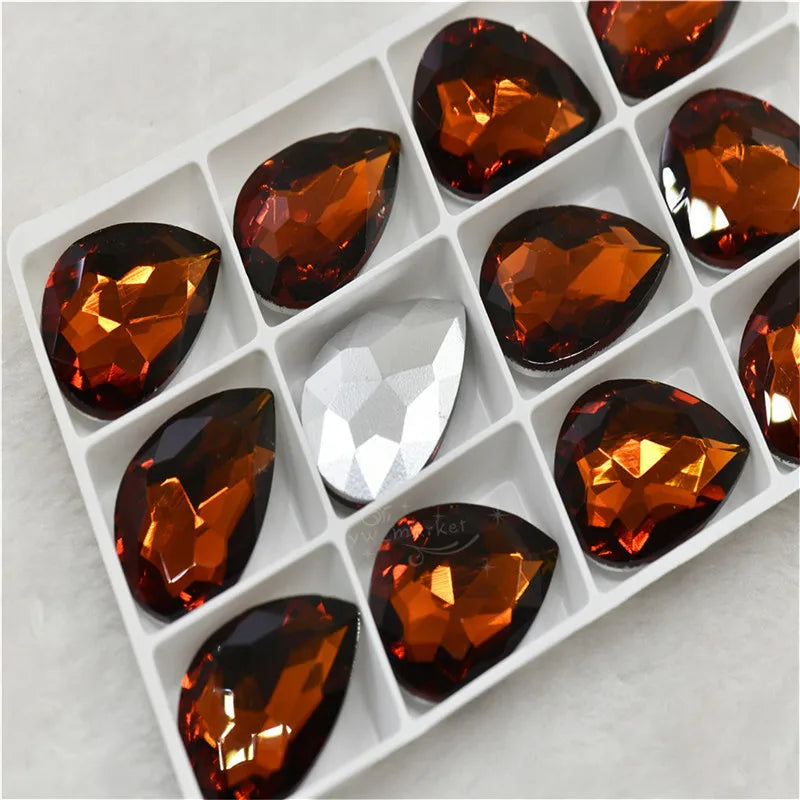 Wholesale teardrop crystal Crafts Pointback Glue on Bulk stones Garment rhinestones Jewelry Accessories 30x40mm 20x30mm