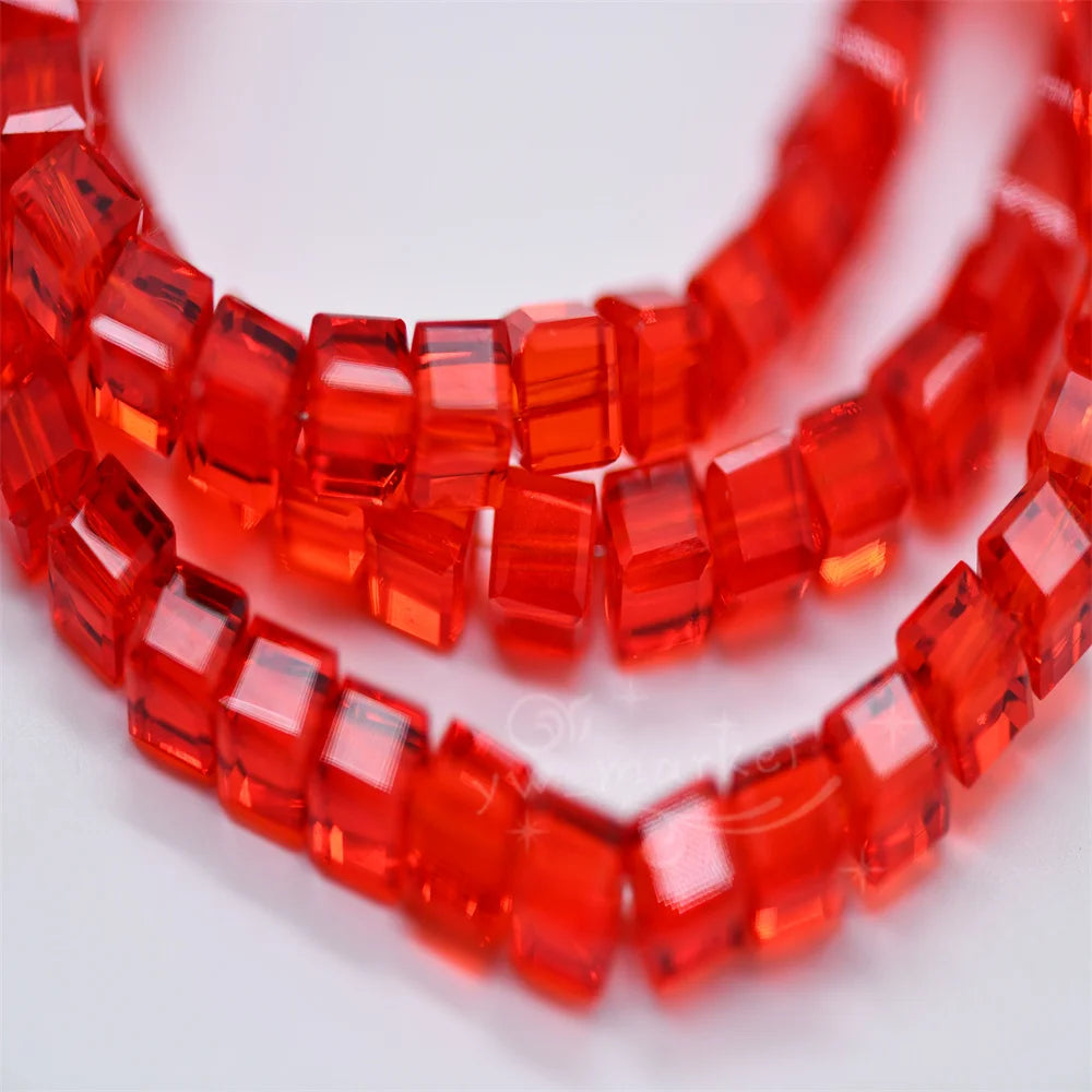 6mm 4mm Glass Square Beads Faceted Czech Crystal Spacer Cube Beaded for Jewelry Making Earing Accessories Needlework