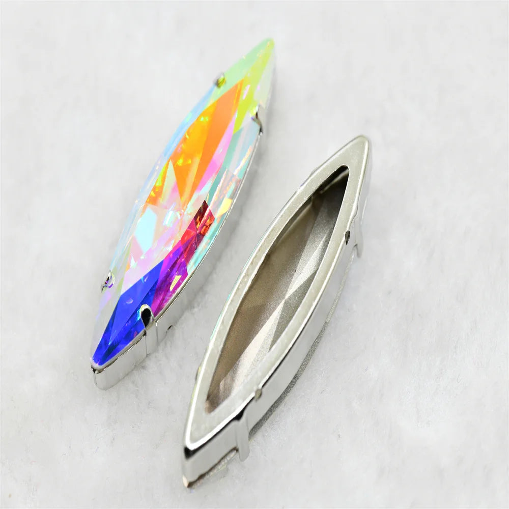 k9 13mmx48mm Big Navette Glass Crystal  Pointback Rhinestone Strass Stones  crafts Jewelry  Making